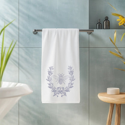 French Inspired Blue Bee Bath Towel