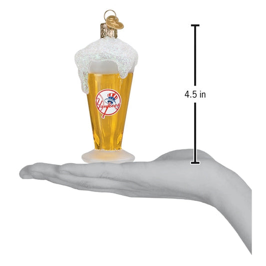 Yankees Glass of Beer Blown Glass Ornament