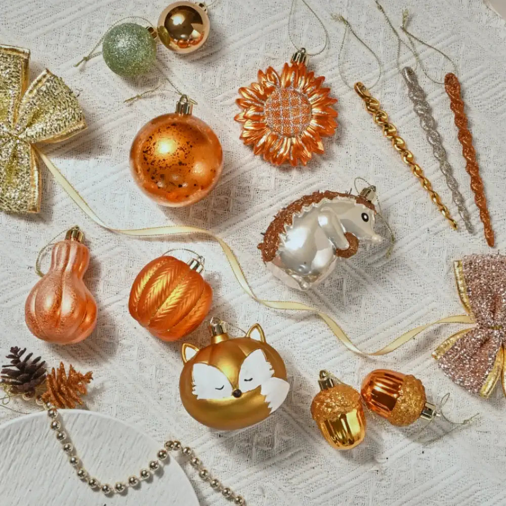 Fall Harvest Christmas Tree 40 Piece Ornaments Set