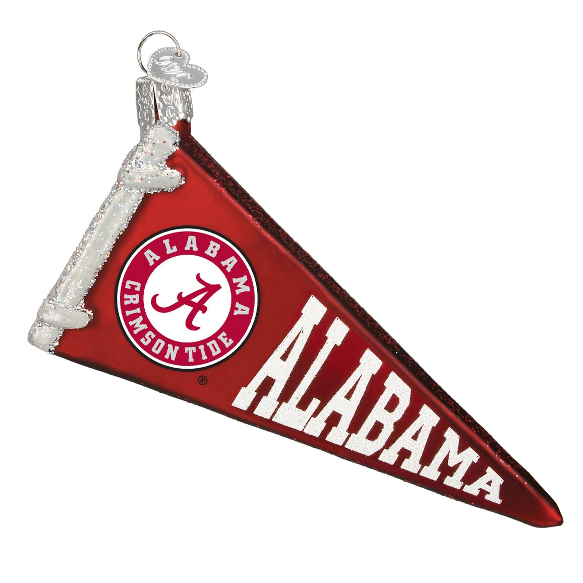 Alabama Pennant Blown Glass Ornament