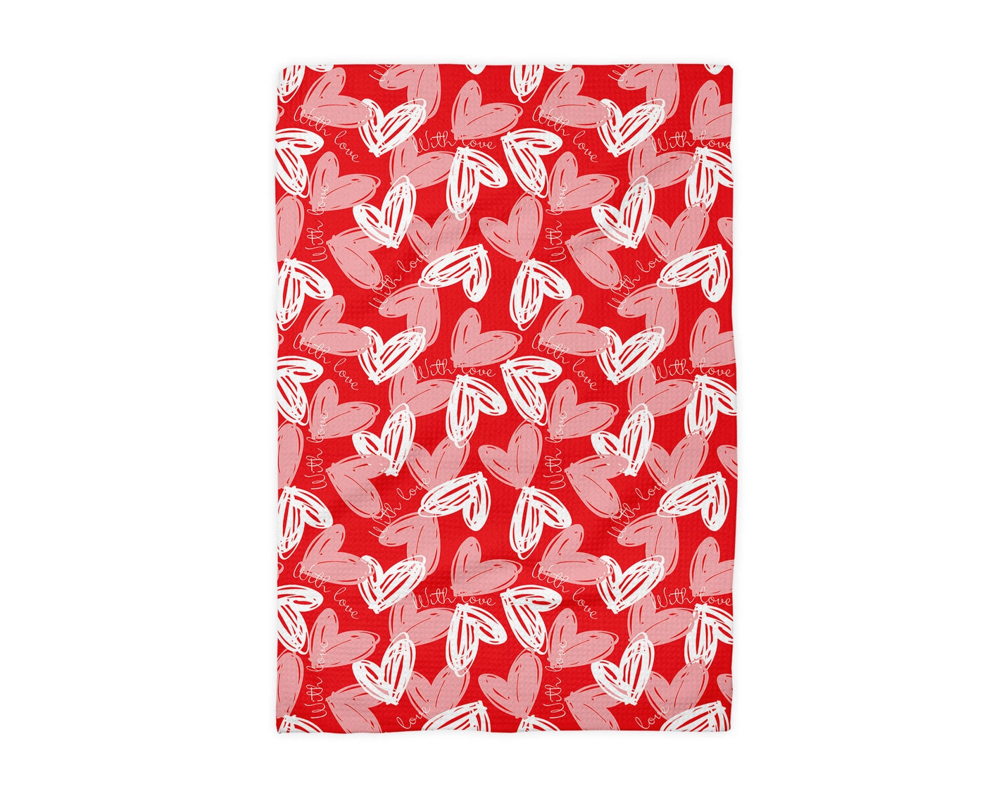 Valentine Heart With Love Xoxo Kitchen Waffle Towel