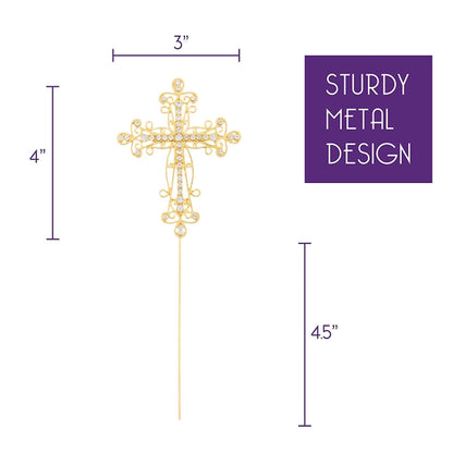 Gold Crystal Cross Cake Topper - NY Gift Boutique