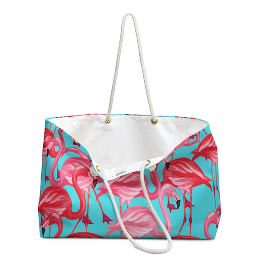 Pink Flamingo Flock Beach Tote Bag