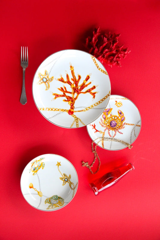 Set of 6 Porcelain Dessert Plates - Portofino