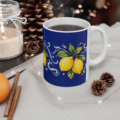 Little Italy Amalfi Blue & Lemon 11oz Mug - NAVY