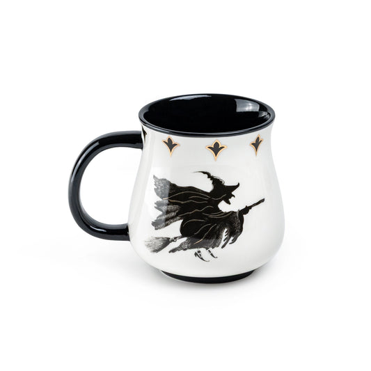 Halloween Witches Brew 16oz Mug Flying Witch On the Back Set of 4