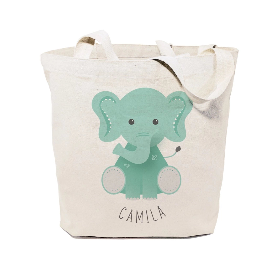 Personalized Elephant Kids Canvas Tote Bag