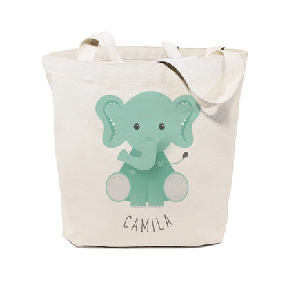 Personalized Elephant Kids Canvas Tote Bag