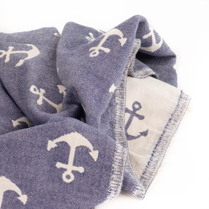 Turkish Beach Towel -Double Sided Anchor - NY Gift Boutique