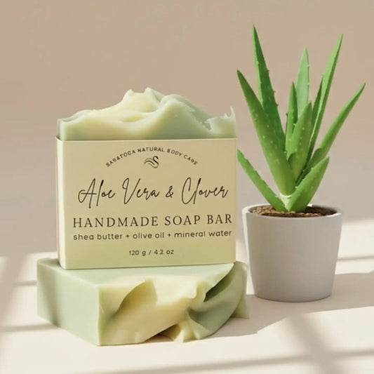Aloe Vera Clover Handmade Soap Bar Vegan Cold Process