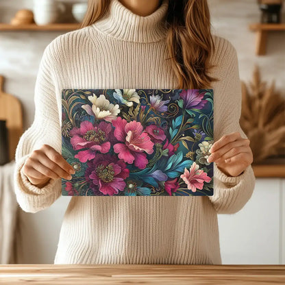 Multi Floral BloomTempered Glass Cutting & Serving Board