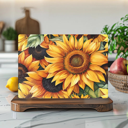 Sunflower Tempered Glass Kitchen Cutting & Serving Board