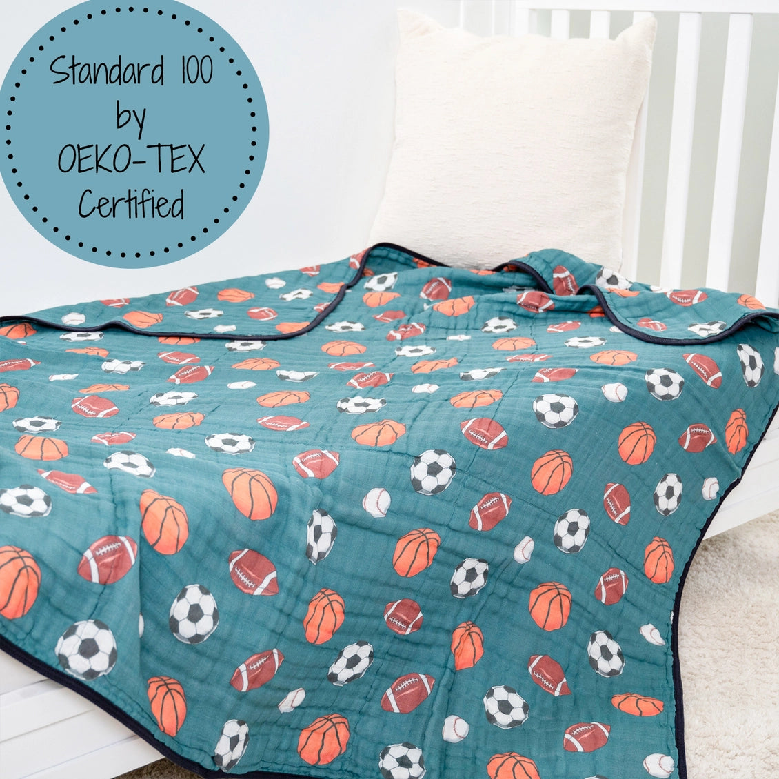 Little Athlete Sporty Theme Baby Toddler Muslin Blanket