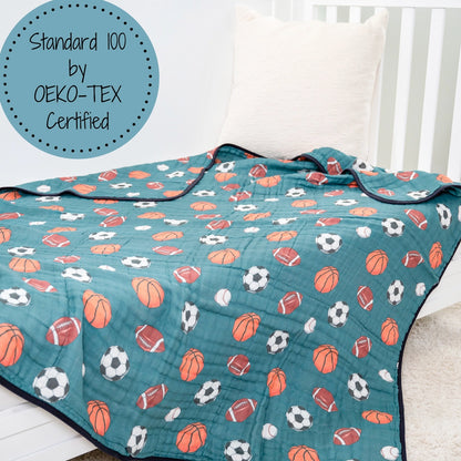 Little Athlete Sporty Theme Baby Toddler Muslin Blanket