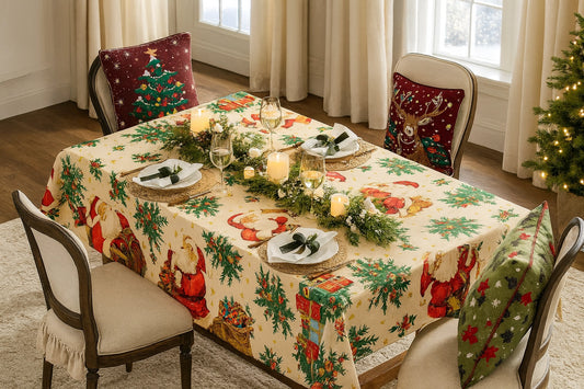 Vintage Santa Holiday Tablecloth