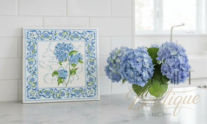 8’’ Hydrangea Ribbon Ceramic Trivet - Rosanne Beck Trivet
