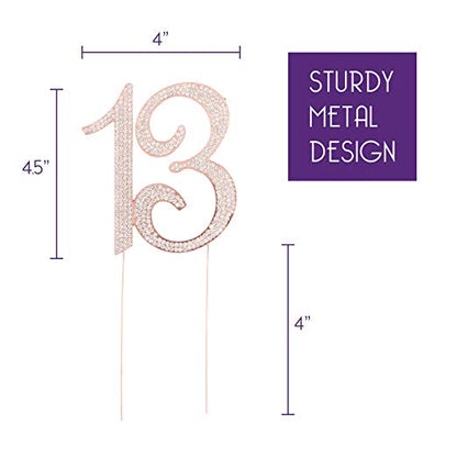 Rose Gold 13 Crystal Cake Topper