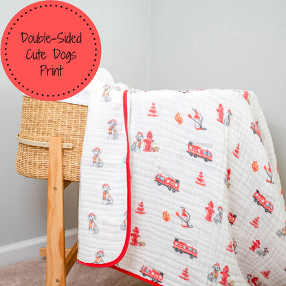 Fireman Baby Toddler Muslin Blanket