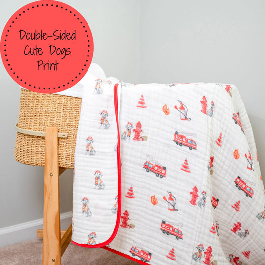 Fireman Baby Toddler Muslin Blanket