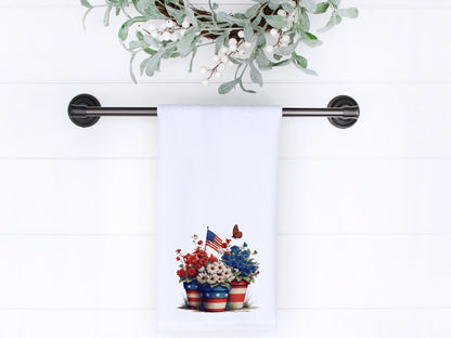 Patriotic Flower Pots Hand Towel
