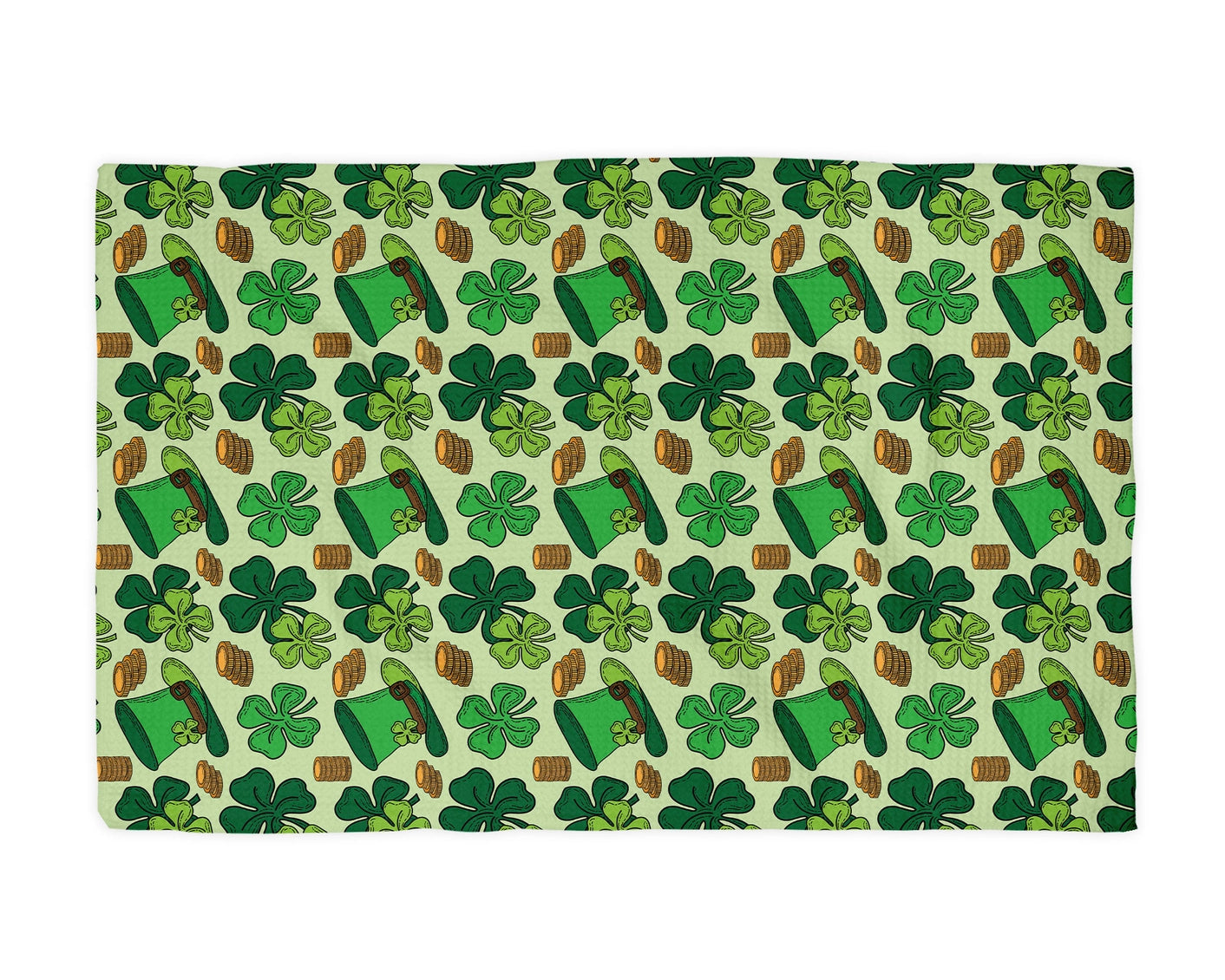 Irish Top Hat Shamrock Waffle Weave Towel