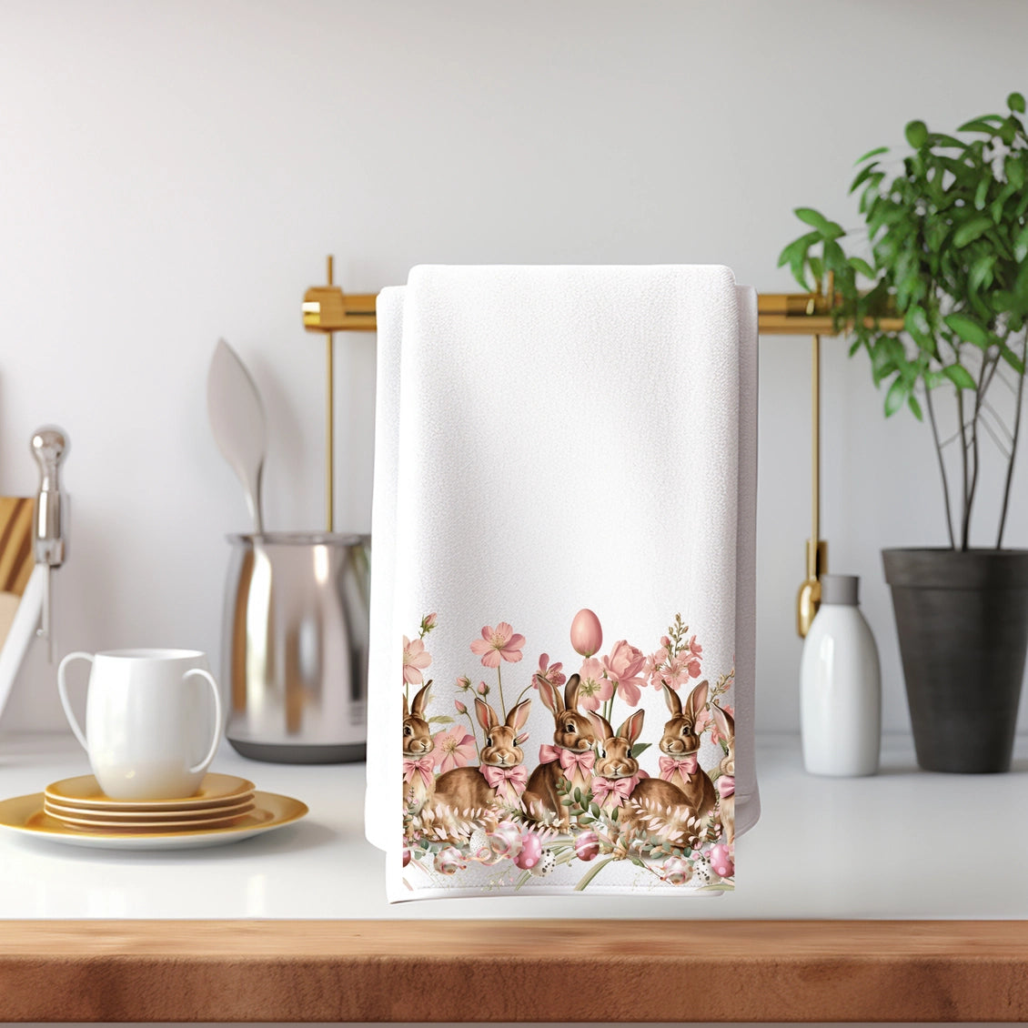 Easter Bunny Border Hand Towel - PreOrder