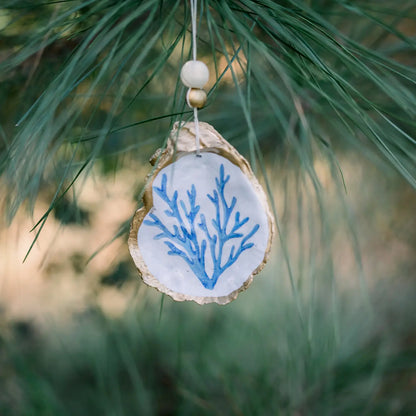 Light Blue Coral Oyster Shell Ornament or Dish