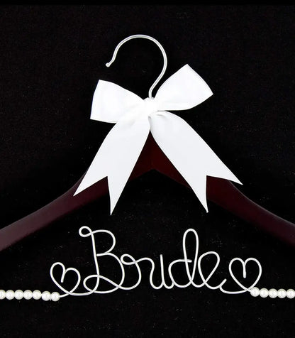 Bride Wedding Dress Hanger - Mahogany with Pearls