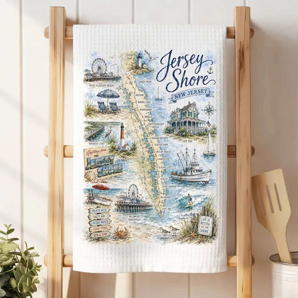 Jersey Shores Souvenir Waffle Weave Towel