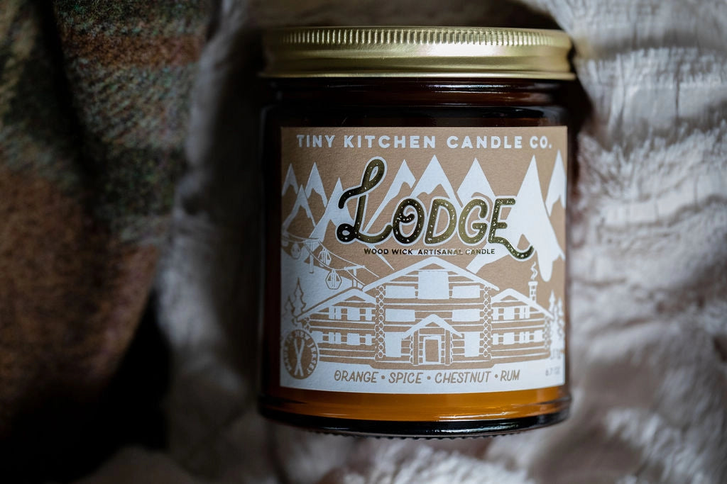 Lodge Wood Wick Candle- 8 oz.