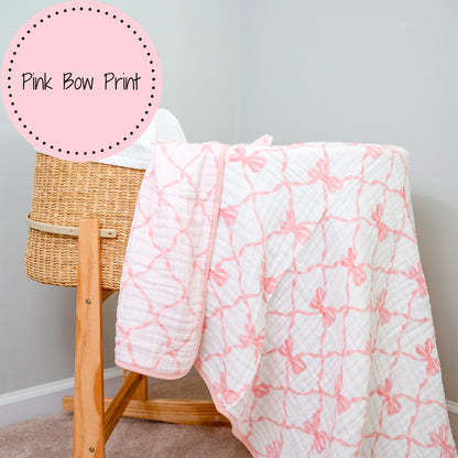 Beautiful Bows Baby Toddler Muslin Blanket