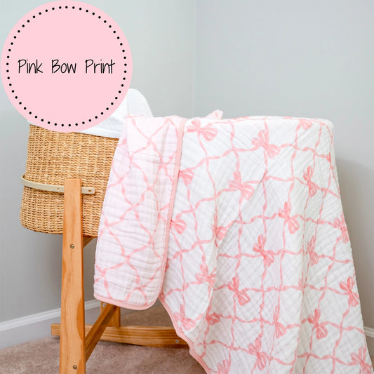 Beautiful Bows Baby Toddler Muslin Blanket