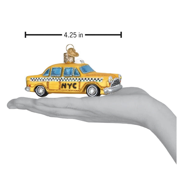 NYC Taxi Glass Christmas Ornament
