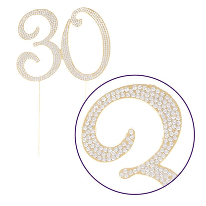 Gold 30 Crystal Cake Topper