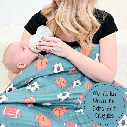 Little Athlete Sporty Theme Baby Toddler Muslin Blanket