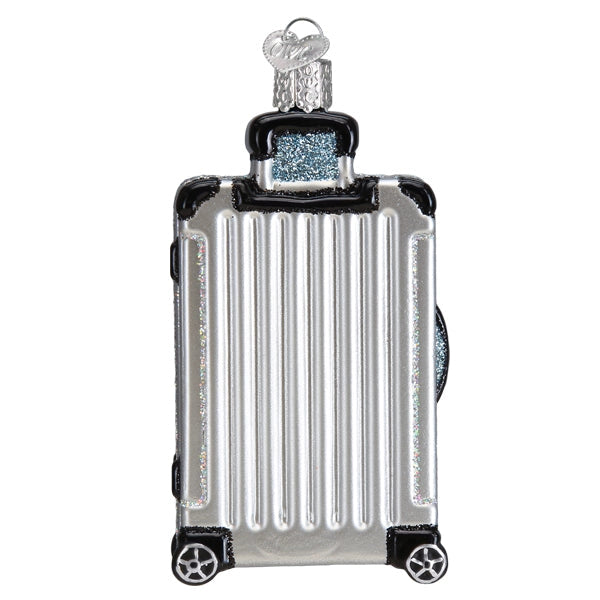 Rolling Suitcase Glass Christmas Ornament