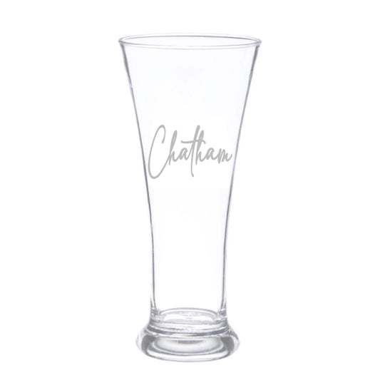 Custom Town Pilsner Glass Set of 4 - Script