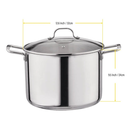 Gourmet Edge - 18/10 Stainless Steel Stock Pot W/Cover 20Qt - NY Gift Boutique