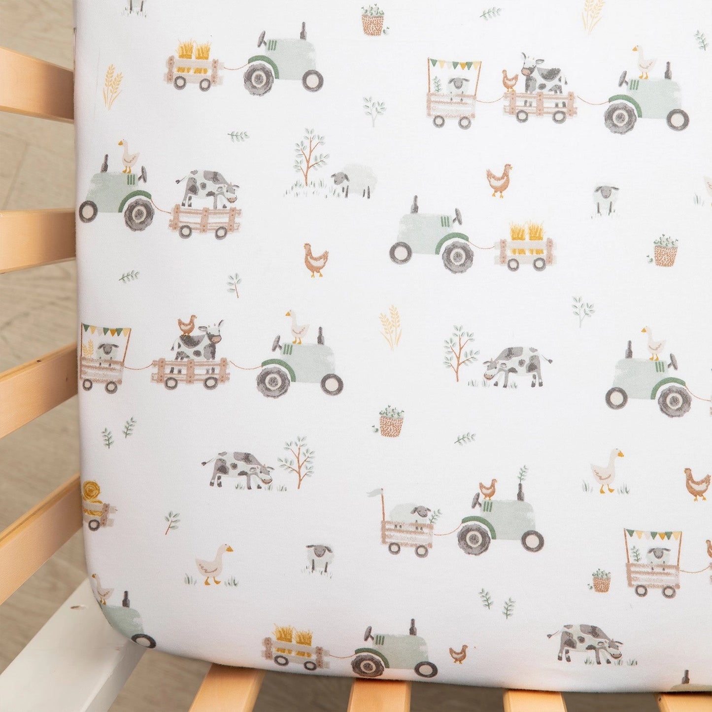 Cotton Jersey Fitted Sheet - Tractor Ride