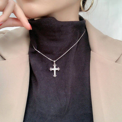 Moissanite Cross Pendant Necklace in 925 Sterling Silver
