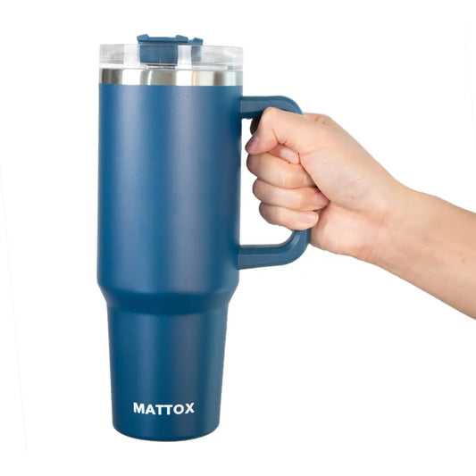 Navy 40oz Tumbler Cup with Straw For Men