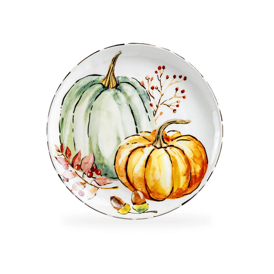 Fall Pumpkins with Holly and Acorns Dessert / Salad Plate Set of 4