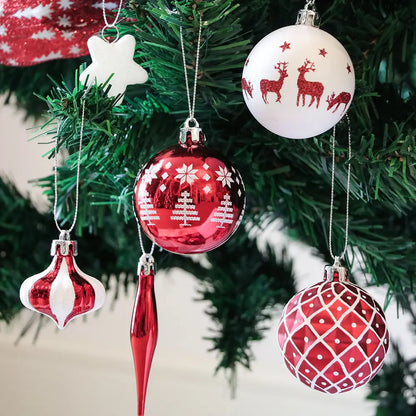 Red and White Christmas 70 pc Ornament Set