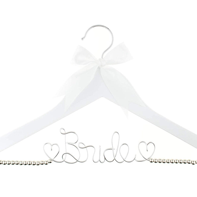 Bride Wedding Dress Hanger - White with Silver Beads