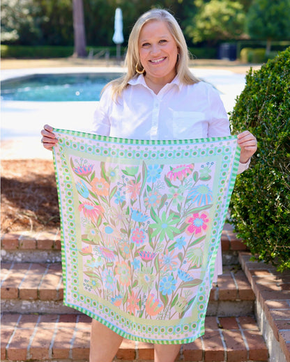 Brady Floral Print Scarf - Green