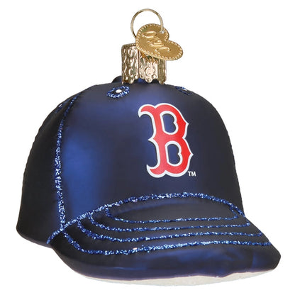 Red Sox Baseball Cap Blown Glass Ornament