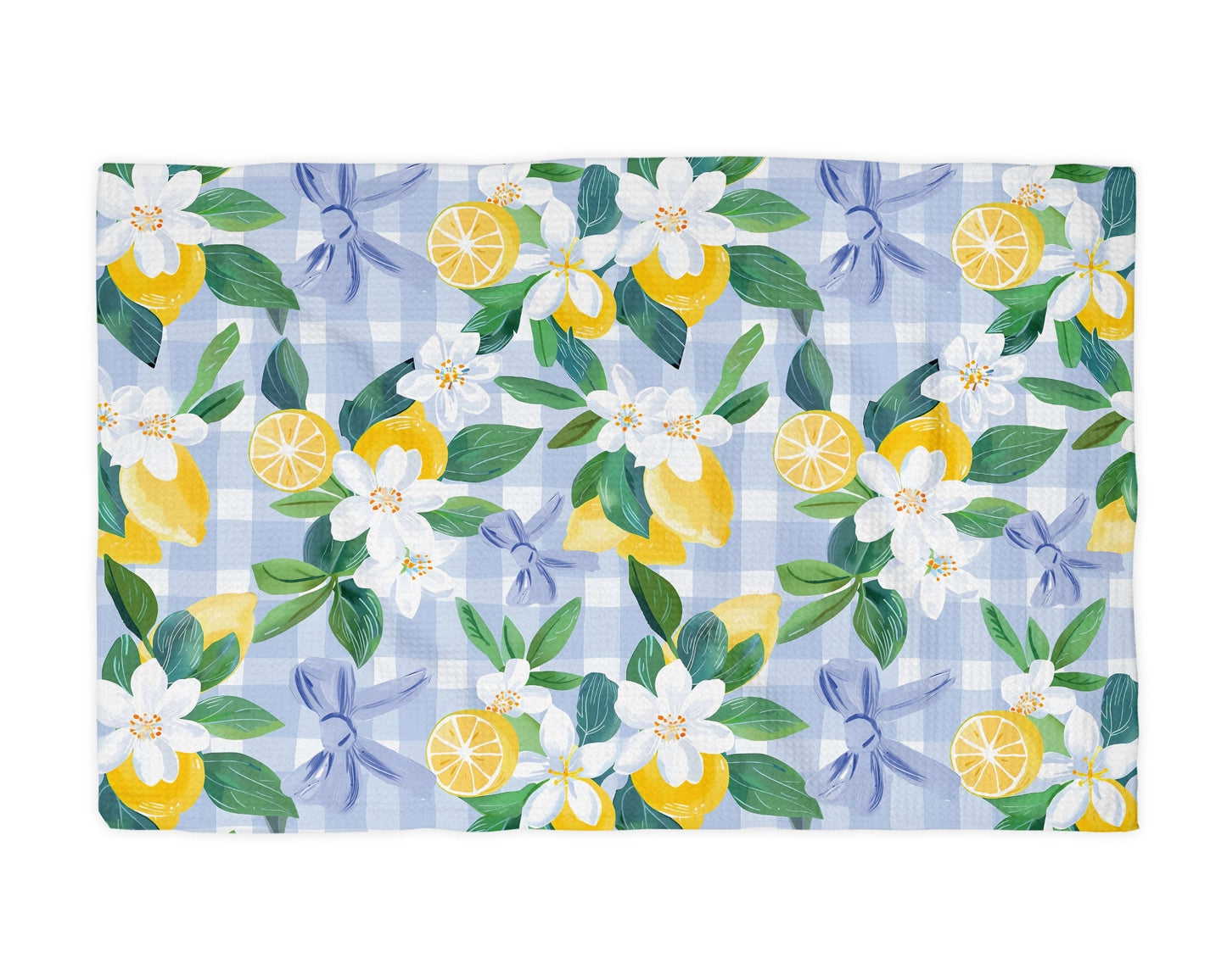 Lemon Plaid Citrus Summer Waffle Weave Towel - NY Gift Boutique