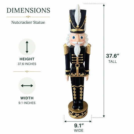 37 Inch Black and Gold Christmas Nutcracker- Haute Decor - NY Gift Boutique