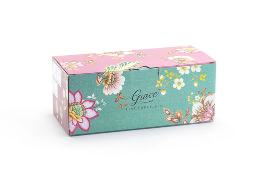 Peacock Lotus Garden Green Sugar Creamer Serving Tray Set
