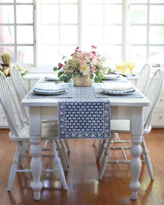 Charlotte Indigo - Table Runner, 14"x92"